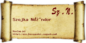 Szojka Nándor névjegykártya
